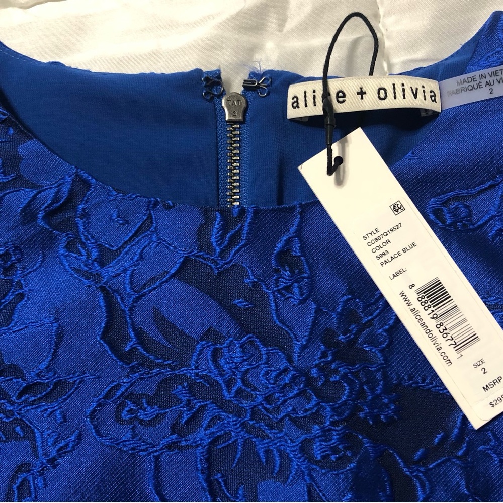 Alice & Olivia Color Palace Blue Ruffle Hem N.W.T.Dress Size 2 Retails‎ $ 295.00 - Picture 12 of 13